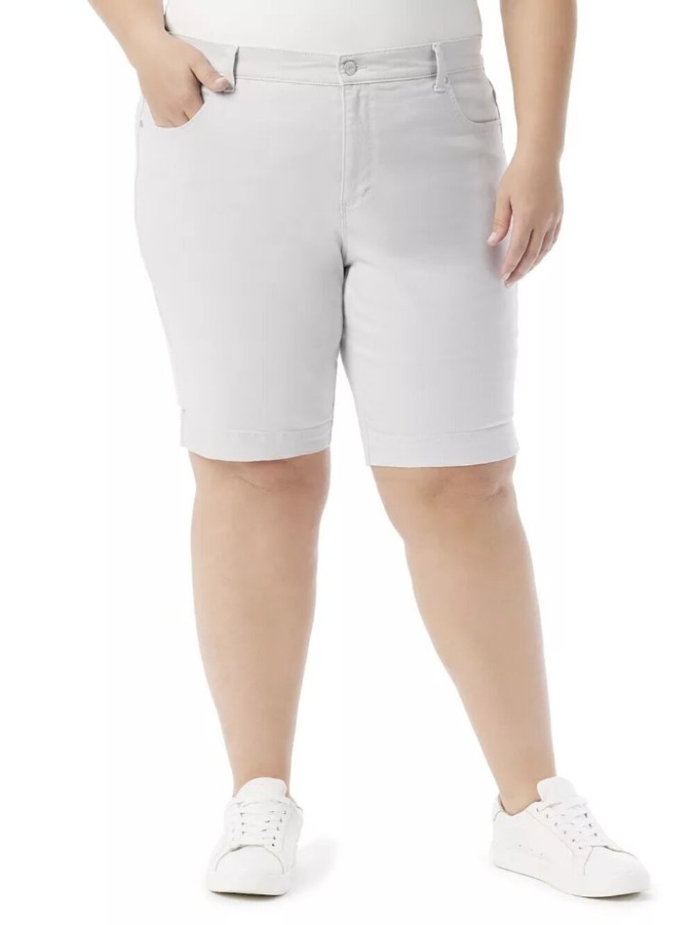 Plus Size Gloria Vanderbilt Amanda Bermuda Shorts, Size:22W, Warm Grey
